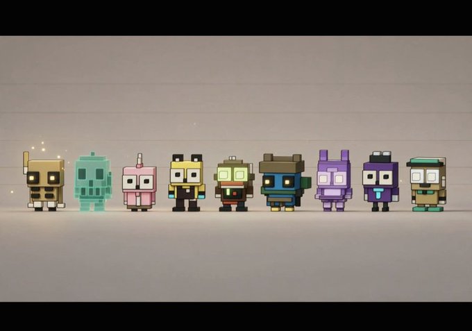 A lineup of nine colorful pixel-art characters stands against a neutral background, with a glowing green skeleton-like figure on the left and various robotic and boxy figures featuring diverse designs.

The image appears unrelated to the accompanying text about cryptocurrency tokens and investment recommendations, as it simply depicts stylized video game or NFT-style character designs without any visible text, numbers, or financial information.