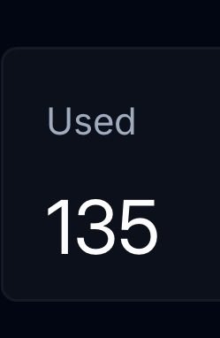 A dark interface panel displays the text 'Used' above the number '135' in large white text.