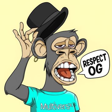 A cartoon monkey tips a black top hat while wearing a teal "MultiversX" shirt and a speech bubble reading "RESPECT OG" — symbolizing the cheeky salute and admiration the tweet expresses toward the MultiversX team leader for their dedication.