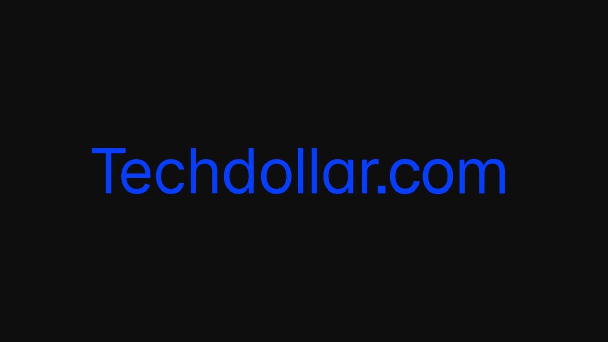 A black screen displays the text 'Techdollar.com' in a clean blue sans-serif font, serving as an outro or watermark.
