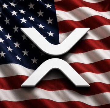 The image features an American flag with the word "XRP" written above it. The flag has red, white, and blue stripes that represent the colors of the United States. The text "BLACKROCK & XRP Rumors are spreading that BlackRock could eventually allocate a portion of its massive capital toward XRP." is also present in the image. This suggests that there might be some speculation or rumors about the potential involvement of BlackRock, an American multinational investment bank, in the cryptocurrency market and specifically with Bitcoin.