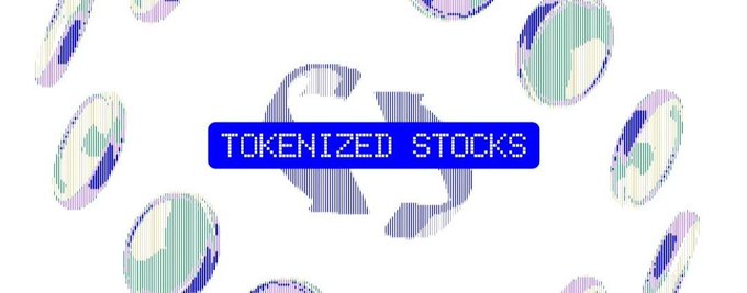A graphic featuring multiple stylized dollar sign coins surrounding a central badge labeled 'TOKENIZED STOCKS' on a white background.