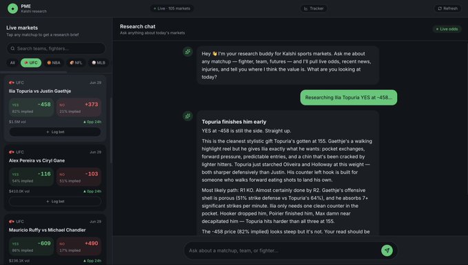 The image features a screenshot of an online chat window from a conversation between two people. They are discussing something related to a prediction market, possibly a sports-related one or one involving the President of Mexico. The image also includes a quote that reads "It's a nepotism summer! Welcome my nephew, follow his intern journey @CollinsJackk ". Additionally, there is an element in the conversation that reads "@hedera hbar & i have around the agentic economy, using @bmgentile @calljackai". The focus of this image is on the chat window and its content.