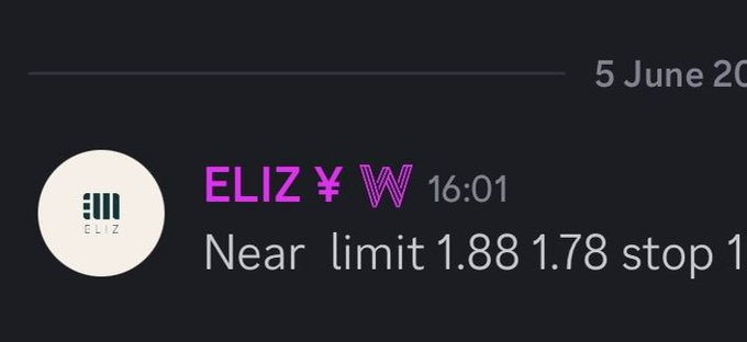 The image shows a black background with white text that reads "Eliz $W 16:01 near limit 1,879 stop 1". The text is written in a smaller font size than usual, making it stand out against the dark background. The focus of this image seems to be on the post and its content rather than the surrounding environment or other elements within the frame.
