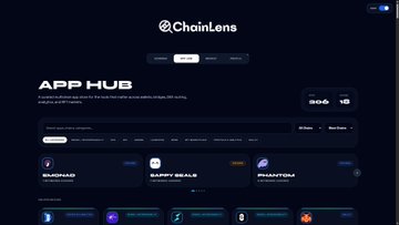 The image features a screenshot of a web page from the App Hub, which displays various apps related to Network Coverage, NFTs, and cryptocurrency markets. The app marketplace is filled with different categories, each having their own set of projects and users. To navigate through this array of applications, users can sort them based on their interests or requirements by entering filters such as "@": "Network Coverage", "@": "EmonadCoin", "@": "sppy SEAL", "@": "phantom" (or other relevant categories), and "@": "@wayupio". Users may also choose to rank the apps by using the sorting method provided on the App Hub page. The app marketplace appears to be designed for easy discovery, showcasing a range of projects from different niches in the NFT and cryptocurrency markets.