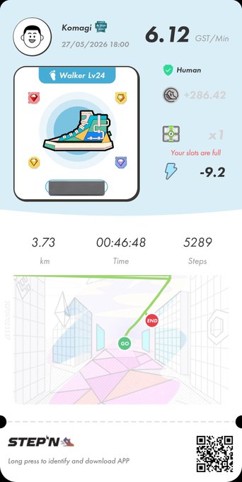 The image displays a step-by-step walking map for an activity called "WALK", which is associated with the app called "StepN" that provides users with fitness activities, such as taking walks or using step counters during their daily routine. The main feature of this picture is a cartoon shoe being used to guide users through the steps in the process. The post also mentions another popular fitness app and a step counting system available on smartphones.