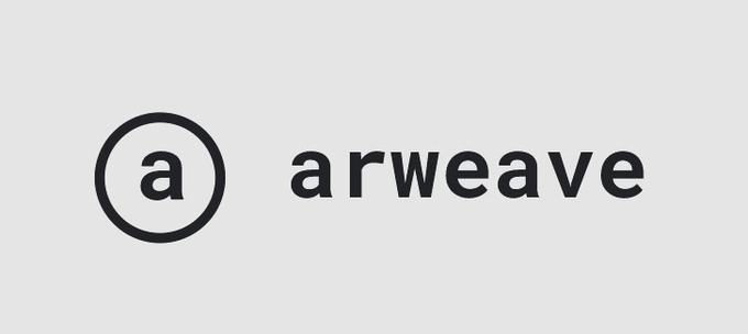 A minimalist logo design featuring a lowercase 'a' inside a circle followed by the word 'arweave' in black lowercase text on a light gray background.