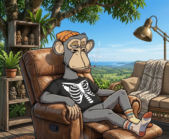 A cartoon monkey wearing a skeletal t-shirt lounges in a leather armchair with a cigarette, set against a serene tropical landscape, surrounded by wooden shelves with carved figures and a vintage lamp.

The image, with its laid-back vibe, may suggest that Beldex's privacy ecosystem will be in the hands of a laid-back, unassuming custodian—one you might not immediately expect to be safeguarding something so vital.