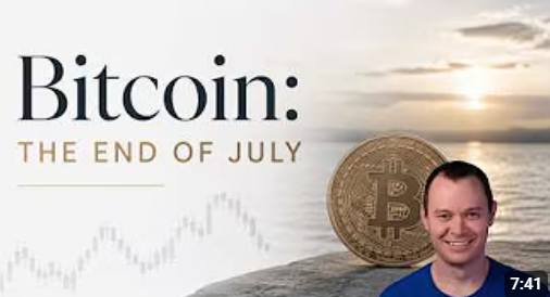This image, featuring a Bitcoin graphic with the text "Bitcoin: THE END OF JULY" and a man's face, visually represents the topic of Bitcoin's performance at the end of July, as discussed in the accompanying post.