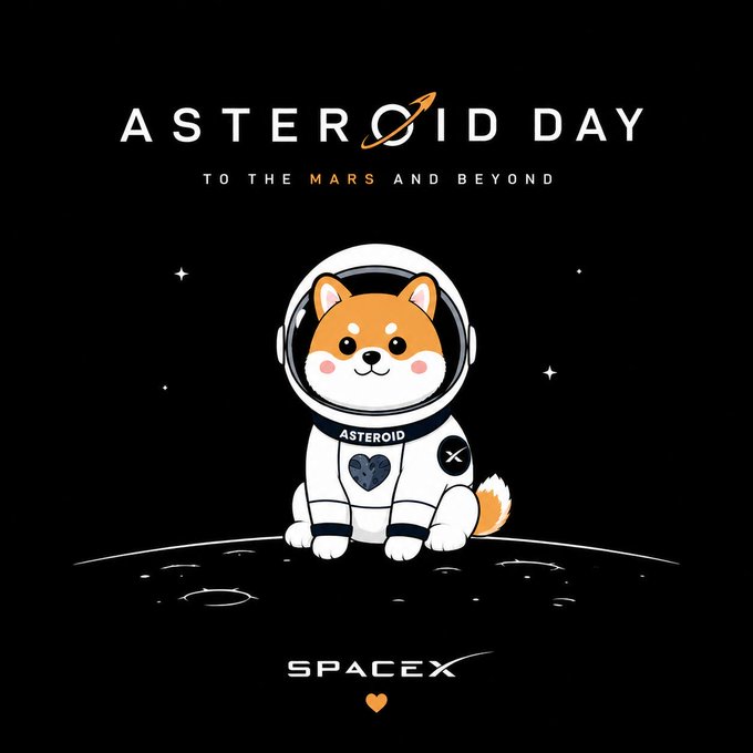 A cute cartoon Shiba Inu dog wearing a white astronaut suit sits on the moon's surface, with "ASTEROID DAY - TO THE MARS AND BEYOND" displayed above and the SpaceX logo below.

The image, featuring a dog in a space suit with SpaceX branding and an "Asteroid Day" theme, has little direct connection to the post about an Ethereum address returning to flood the timeline—it appears to be a generic space/crypto aesthetic image used as a backdrop.