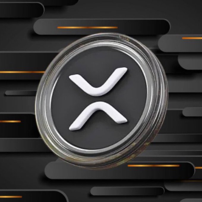 A circular dark emblem featuring a white stylized 'X' logo, set against a dark background with horizontal orange accents.