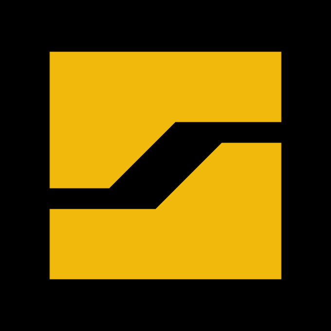 A bold yellow geometric logo featuring a stylized "S" with a diagonal break across its center, set against a black background. The angular, modern design visually reinforces the crypto/blockchain branding for SpyChain ($SPYB) and its Arbitrum Orbit L2 network announcement.