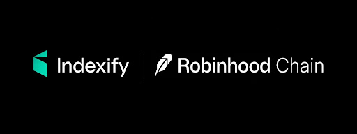 A logo graphic on a black background displays the text 'Indexify' in white next to a teal geometric icon, alongside 'Robinhood Chain' with a white feather logo.