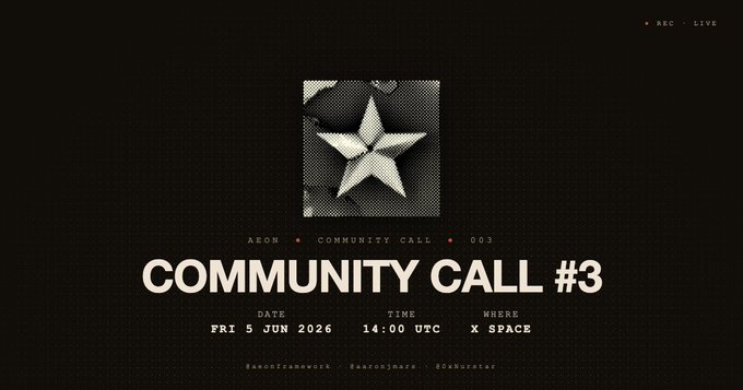 The image features a poster for an event called "Community Call #3" that takes place on June 6th, 2020 at 10:00 AM. The poster displays a white star with black outlines against a dark background, accompanied by text providing details about the event and its schedule.