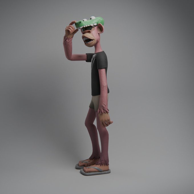 A 3D-rendered cartoon figure of a tall, skinny pink character with a green frog-like hat lifts the brim with a tired expression, paired with the caption "Late GM" to humorously convey an exhausted or unenthusiastic greeting.
