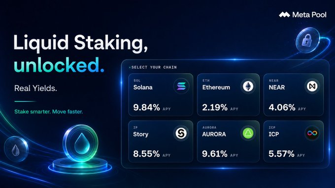 The image features a poster for liquid staking, which is an innovative way of investing in cryptocurrency projects by lending digital currency tokens (ether) to blockchain projects in exchange for a percentage of their value. The poster displays six different chains with real yields across them, and it also includes a list of the top 6 chains that have been chosen as real yielders. The post emphasizes the benefits of liquid staking, such as decentralization and powering infrastructure, by showcasing the various chains available on the platform.