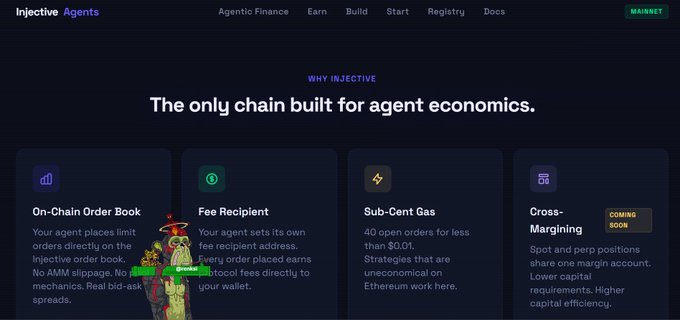 The image displays a screenshot of an Injective website's page with various bullet points related to different aspects of asset management, such as sub-cent gas fees, chain order book options, and potential earning strategies for agents. The text in the image suggests that the software is primarily focused on facilitating collaboration between asset managers and investors in a centralized, intuitive platform. The main idea behind this technology seems to be to enable businesses to work more efficiently by providing seamless communication and data sharing features directly from their existing systems, rather than relying on third-party solutions for managing and coordinating transactions.