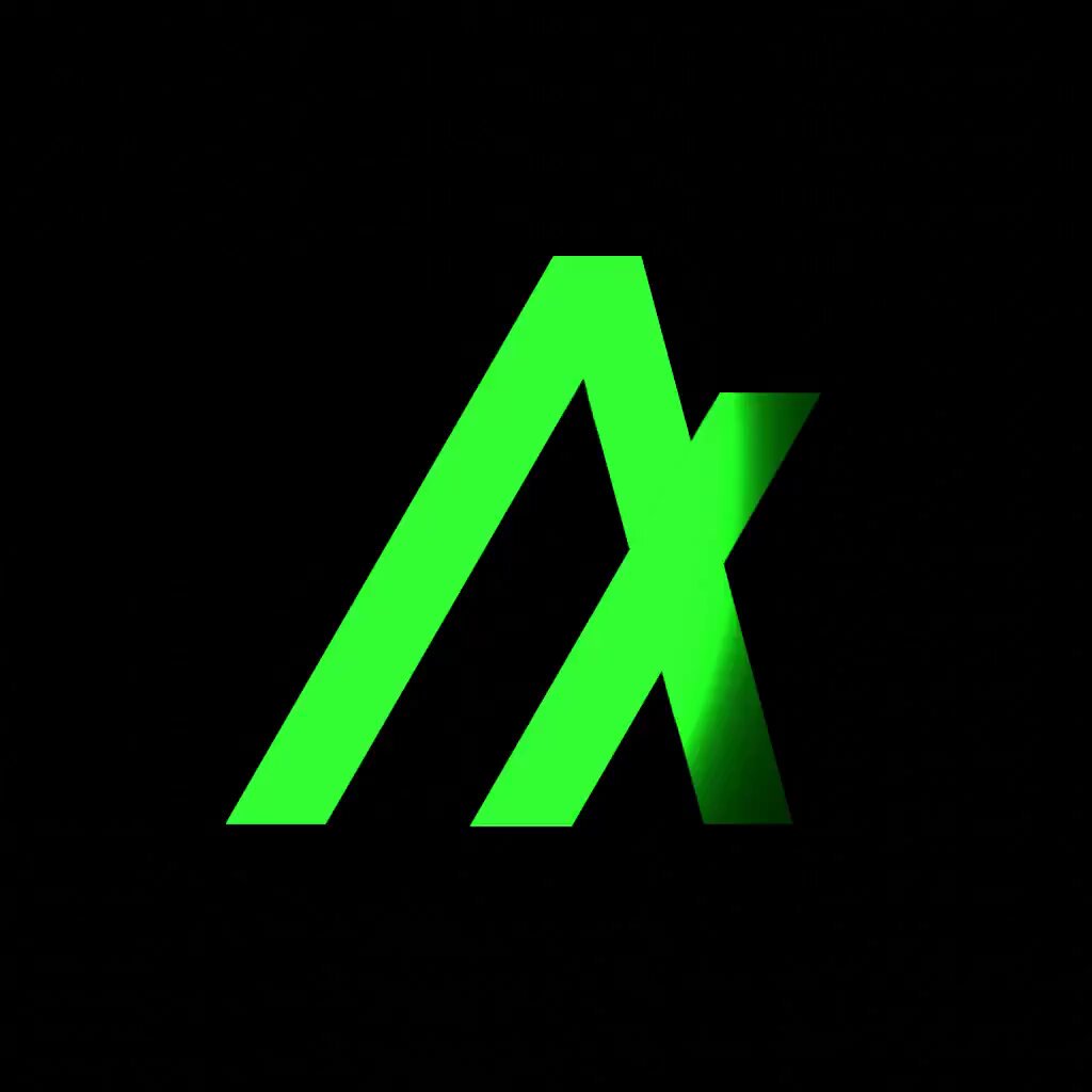 The image features a logo with an "A" and a "X", both rendered in green against a black background. The text "Happy 7th Birthday @Algorand @AlgoFoundation This is my Algorithand Mainnet birthday NFT this year: 1/". The main focus of the image is on the logo, which is positioned centrally within the frame and stands out against the dark backdrop.