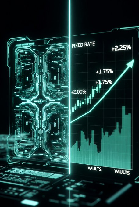 A futuristic digital graphic showing 'FIXED RATE' financial data with percentages (+1.75%, +1.75%, +2.00%, +2.25%) trending upward alongside a bar chart, next to a stylized '88' digital display.