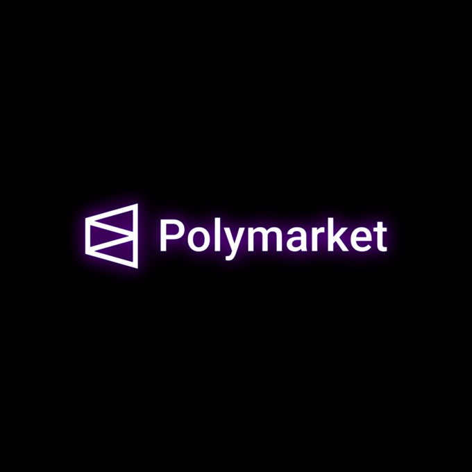 The Polymarket logo, featuring a stylized white icon and the text "Polymarket" on a black background.