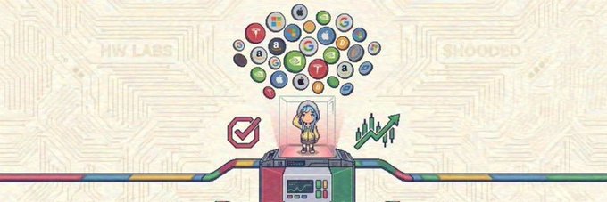 An illustration titled 'NY LABS' and 'SHOODED' shows a hooded figure standing on a network of colored wires with a cloud of social media icons above them.