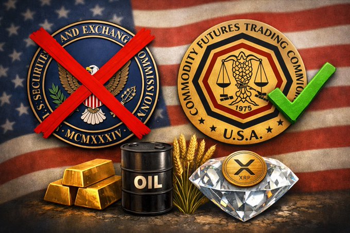 A collage of four distinct symbols, including a red and white "X" on the left side, a circular emblem with a green checkmark, a gold coin, and a diamond-shaped gold coin, is set against an American flag backdrop.