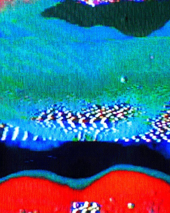 The image features an abstract painting with a blue background, red and black lines, and white dots scattered throughout. The painting has a unique texture that adds depth and complexity to its visual appeal. The colors used are vibrant and eye-catching, drawing attention to the artwork's intricate details. The post is titled "BLINK SCROLL compresses 45 frames from years of artistic practice into a 1.8-second loop." This suggests that the image has been edited or manipulated in some way to create an interesting visual effect. The post also includes a link, which could be used for further information about the artwork or additional context related to its creation and significance.