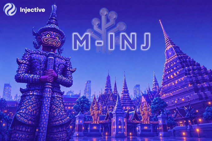 The image features an illustration of a cityscape at night, with buildings lit up against a dark sky. The scene includes a large statue standing prominently in front of one of the buildings. In the background, there are two more buildings visible, adding depth to the composition. The text "M-INJ" is written on the image, and it appears that this cityscape represents an investment fund called M-INJ. The fund offers investors the opportunity to invest in Thailand's emerging markets through a regulated fund structure with full transparency.