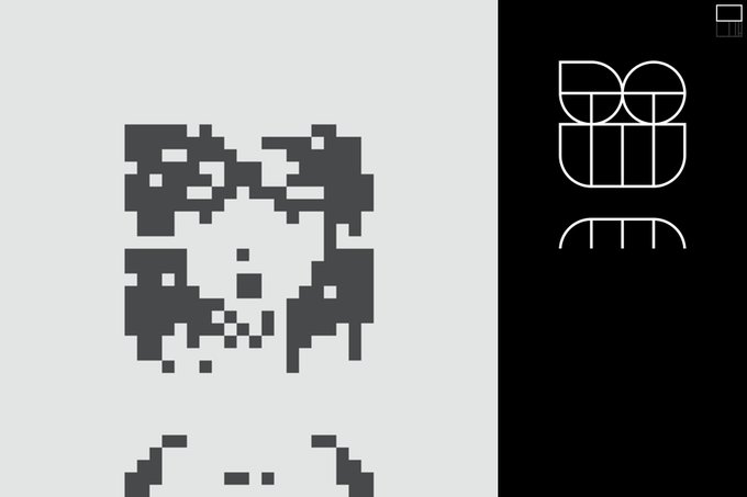 A pixelated black and white image showing a QR code on the left and stylized 'Worm' text on the right with a signal icon in the corner.