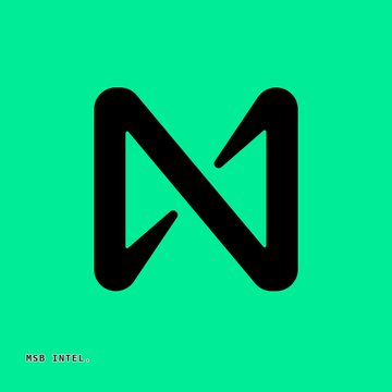 A minimalist black logo resembling a stylized 'N' or 'M' on a bright green background, with the small text 'MSK INTEL' in the corner.