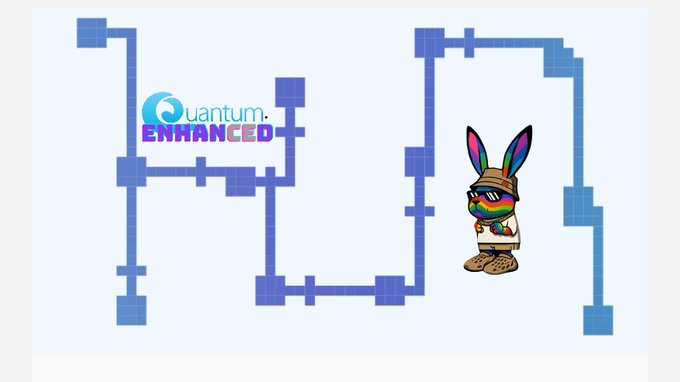 The image features a cartoon rabbit wearing sunglasses standing next to a blue grid with white squares. The rabbit appears to be looking at something, possibly a computer screen or a phone. Below the rabbit's feet are two lines of text that read "quipnetwork" and "empowered". These words suggest that the rabbit is in an environment related to technology or digital solutions.