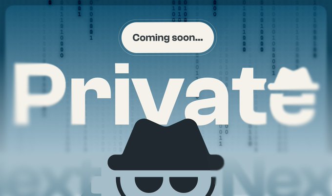 A 'Coming soon....' announcement banner featuring the word 'Private' with an 'e' character styled as a masked figure wearing a fedora hat, set against a blue digital background.