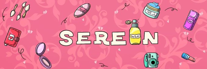 The image features a pink banner with white text that says "Serein" at the top, surrounded by various makeup items such as lipsticks, eyeshadows, and brushes. The background of the image has a floral pattern, adding to the overall aesthetic appeal. The caption below the image reads "Wow 35 GTD Spots giveaway To Enter: 1. Follow @coinmemes & @sereinoneth Must on notification 2. Like + RT this post 3. Drop your EVM wallet Ends in 24 hours Join discord but maks sure your X is linked to your DC discord.gg/TQMB3X79dM". The image and caption are related, as the makeup items featured in the image could be used for promoting a makeup brand or contest.