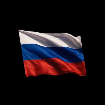 The image features a Russian flag flying high against a black background. The flag has three horizontal stripes of different colors - red, white, and blue. The text "SCOOP" appears at the bottom left corner of the image, while "HTX" is located in the top right corner. The post discusses the UK sanctions crypto exchange over alleged links to Russia's ruble stablecoin A7A5 but does not provide any specific details about its content or relevance to the flag.