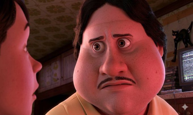 A wide-eyed, anxious-looking animated man with a mustache stares intently, bathed in red light, at another character in profile. The image humorously captures his worried expression as a meme reflecting on financial "liquidity," emphasizing the fear of having money but missing out on a secret insider group ("cabal").