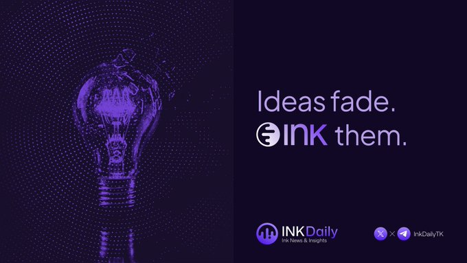 A dark purple graphic featuring a digital-style lightbulb illustration with the text 'Ideas fade. INK them.' alongside the InkDaily logo and InkDailyTK social handles.
