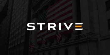 A dark image of a building facade with an American flag and the text 'STRIVE' overlaid in white.