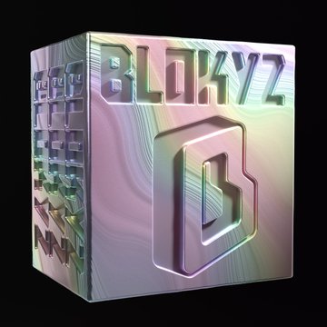 A 3D-rendered metallic cube with holographic/iridescent surface displaying the LINKZ logo and a chain link symbol.