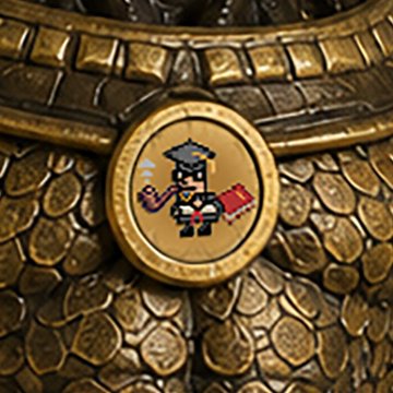 The image shows a pixel-art knight mascot with a graduation cap and shield centered on a golden coin, mounted against an intricately detailed dragon-scale armor background. It serves as a "Final" comparison piece showcasing the polished, high-resolution render of a community mascot badge design, contrasting with an earlier GM (Good Morning) rough draft.