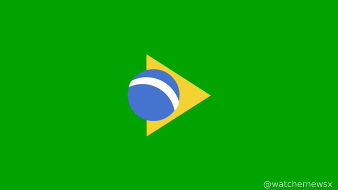 The flag of Brazil, featuring a green field with a yellow rhombus and blue circle, credited to @watchernewsx.