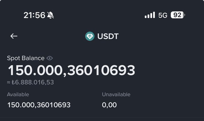 The image shows a screenshot of an app screen, which displays information about Bitcoin transactions. The text displayed on the screen says "150 bin dolar nakitteyim. #bitcoin $76.600ü kırınca kısa vade işlemlerde nakite geçeceğimi söylemiştim". This description refers to a certain type of cryptocurrency and shows its exchange rate. The app also shows that the Bitcoin coin is available for purchase, with an unavaible account displayed if someone has not yet purchased it or does not have enough coins.