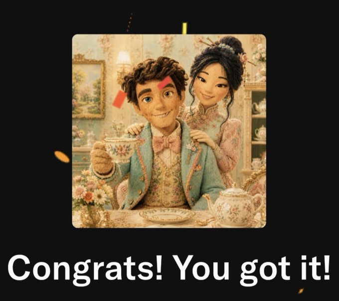 A celebratory image shows a stylized couple in vintage attire, with a man holding a teacup and red paper shapes falling around them. The caption reads, “Congrats! You got it!” and celebrates support for @JR_0x1 and the community being built with @SundaySociety_.