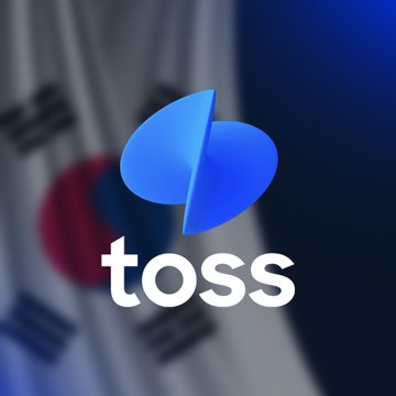 The image displays the "toss" fintech app logo overlaid on a blurred South Korean flag, visually linking the South Korean company Toss to its home country as the article announces its partnership to trial a Korean won-backed stablecoin using Optimism's technology.