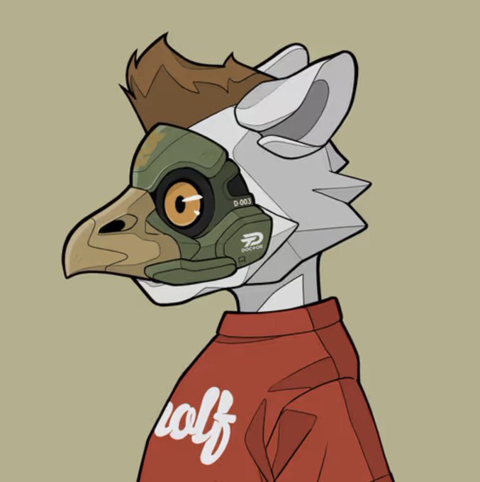 A cartoon illustration of a wolf character wearing a green tactical visor and a red hoodie with 'wolf' written on it.