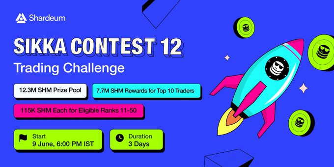 "Sikka Contest 12th Place: trading challenge winner, Midway Point. The Sikka Trading Challenge has officially reached its halfway mark! The competition is heating up as traders continue competing for a place on the leaderboard. The image shows the winning trader being recognized among the top 10% of traders."