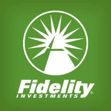 The Fidelity Investments logo is displayed on a green background, featuring its iconic white circular emblem with a stylized starburst design above the company name. The image accompanies news of Fidelity clients purchasing $15.50 million worth of Bitcoin, highlighting the financial firm's involvement in cryptocurrency markets.