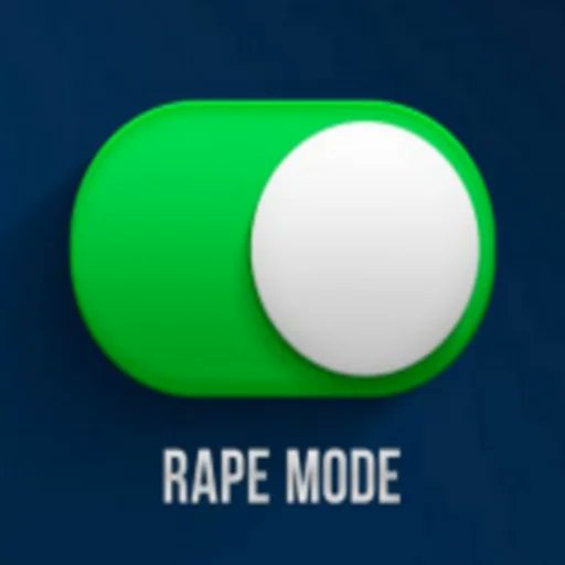 The image shows a green toggle switch in the "on" position with the text "RAPE MODE" displayed beneath it on a dark blue background. This relates to the post as a dark joke suggesting Robinhood developers hastily enable an aggressive trading feature to capitalize on renewed interest in Solana.