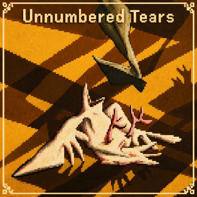 The image features a poster for an album called "Unnumbered Tears", which has a brown background with white text. The title of the album is displayed at the top, while the artist's name is written below it. Below this, there are two images related to the album - one showing a bird and another depicting a skeleton. These images are accompanied by the phrase "GM Coming Soon".