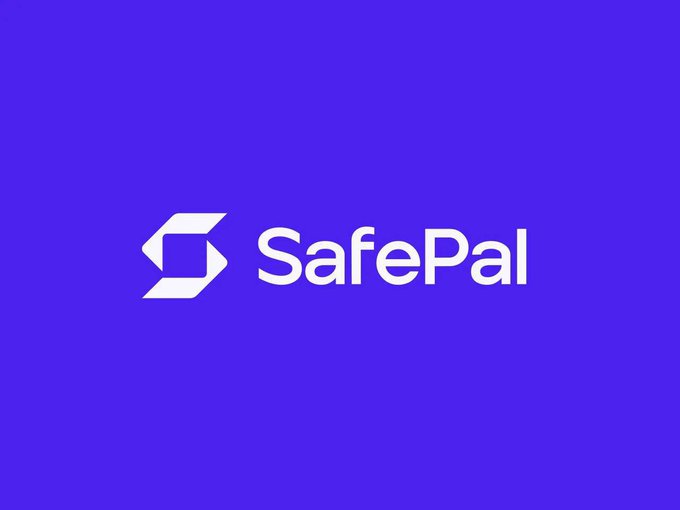 The SafePal logo shown in white text on a bright blue background.