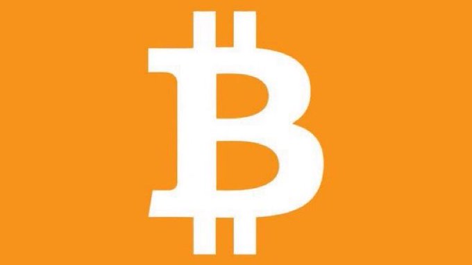 The image displays the Bitcoin logo, a white stylized "₿" symbol on an orange background, directly referencing Bitcoin as discussed in the post about declining social media buzz but growing institutional adoption of the cryptocurrency.